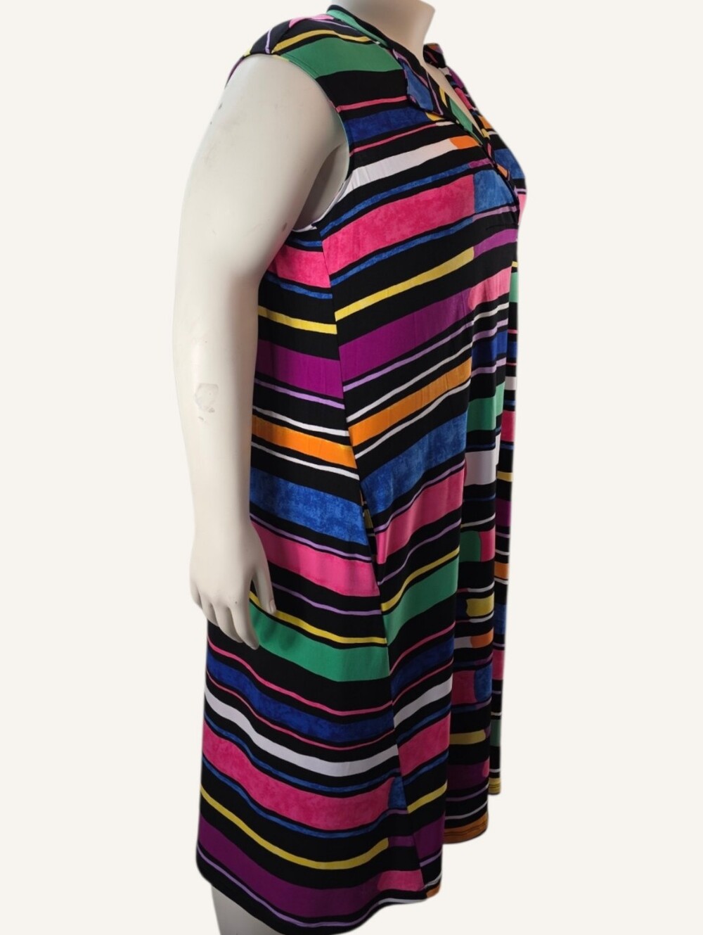 NWT Joseph Ribkoff Size 22 Multicolor Stripe Trapeze Dress Pockets Canada - Picture 5 of 12